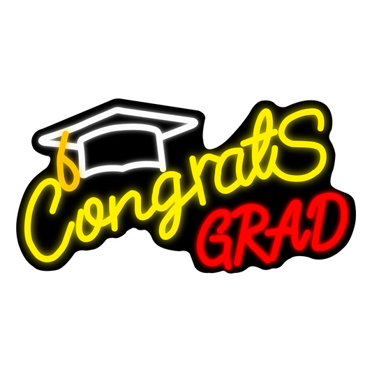 Mllum Congrats Grad Neon Sign with Cap Dimmable LED Light Up Sign Neon Light Background Wall Art Decoration Class of 2025 Celebrations Graduation Party Gifts USB Powered