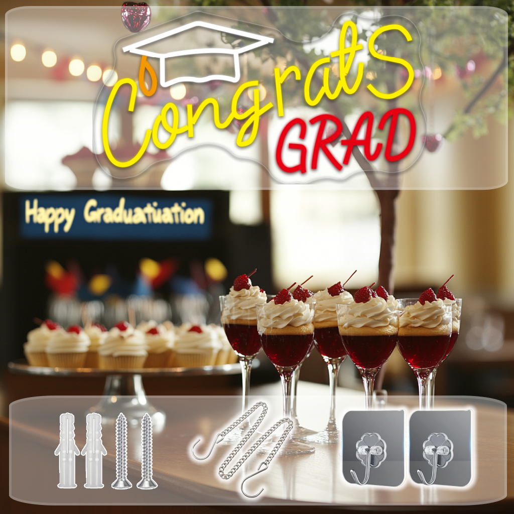Mllum Congrats Grad Neon Sign with Cap Dimmable LED Light Up Sign Neon Light Background Wall Art Decoration Class of 2025 Celebrations Graduation Party Gifts USB Powered (Clear Backboard)