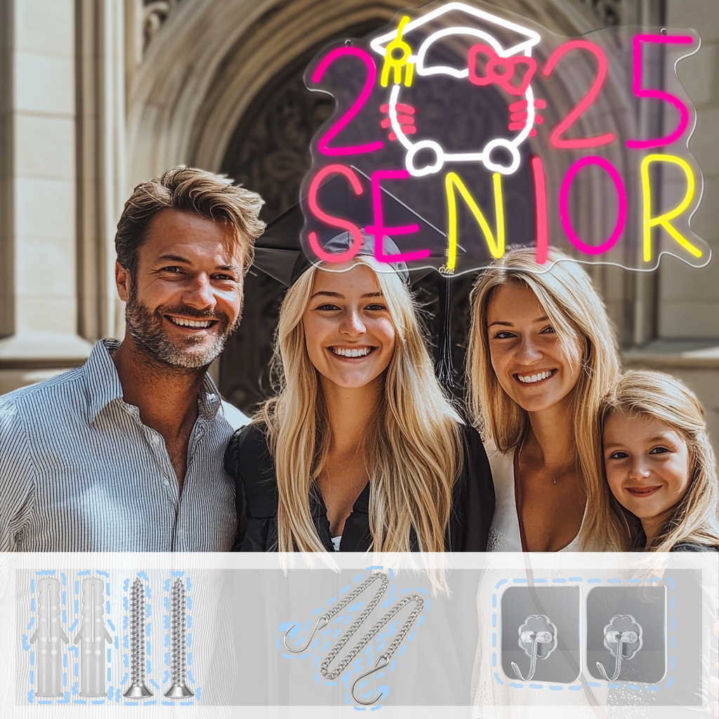 2025 Seniors Neon Sign for Graduation Decorations, LED Light Up Letters Sign Home School College Graduation Party Supplies USB Powered