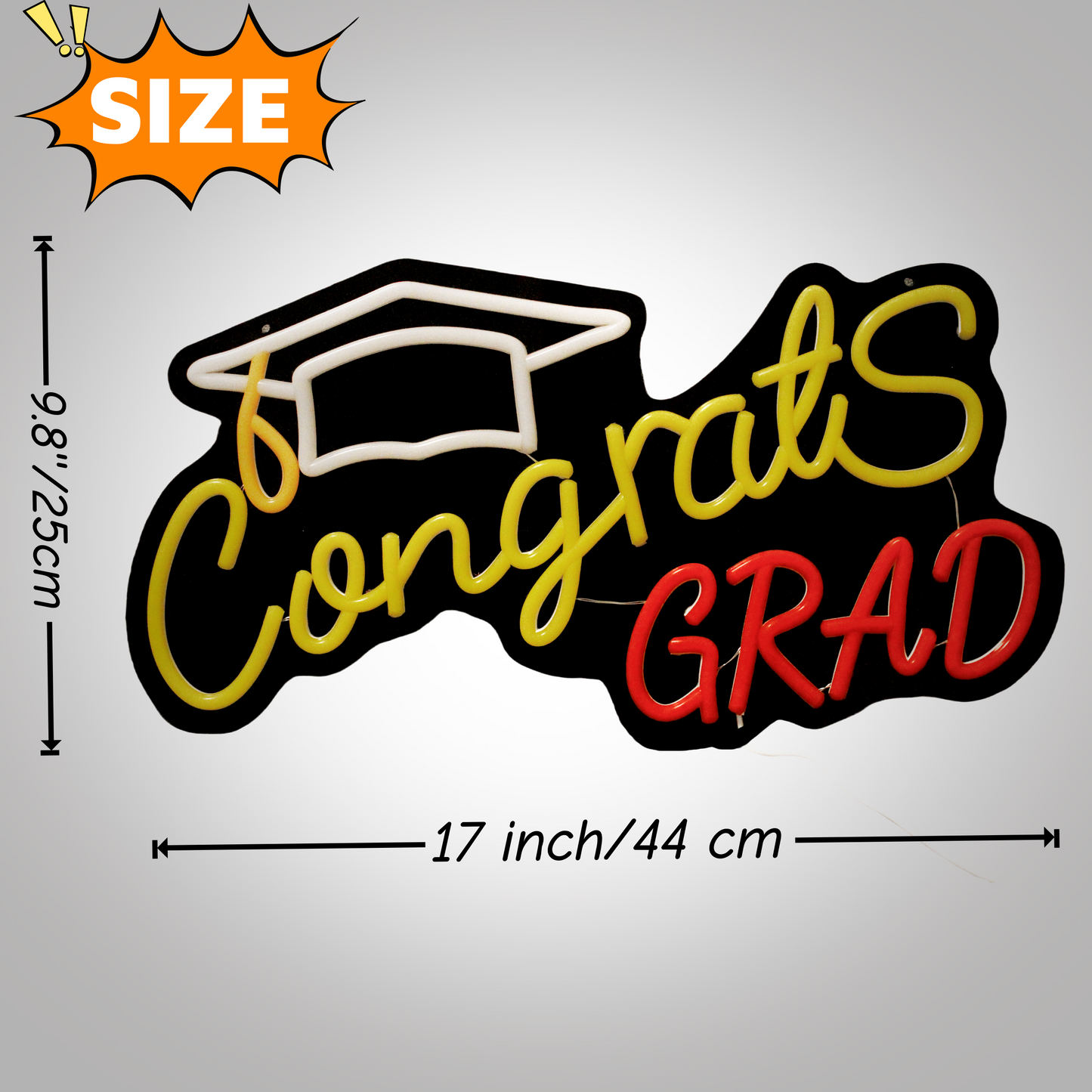 Mllum Congrats Grad Neon Sign with Cap Dimmable LED Light Up Sign Neon Light Background Wall Art Decoration Class of 2025 Celebrations Graduation Party Gifts USB Powered